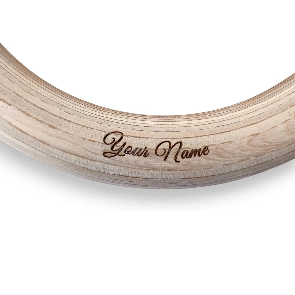 Wooden gymnastic rings with your name custom engraving
