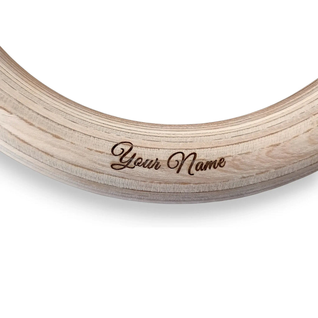 Wooden gymnastic rings with your name custom engraving