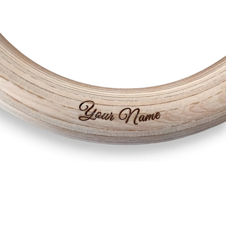 Wooden gymnastic rings with your name custom engraving
